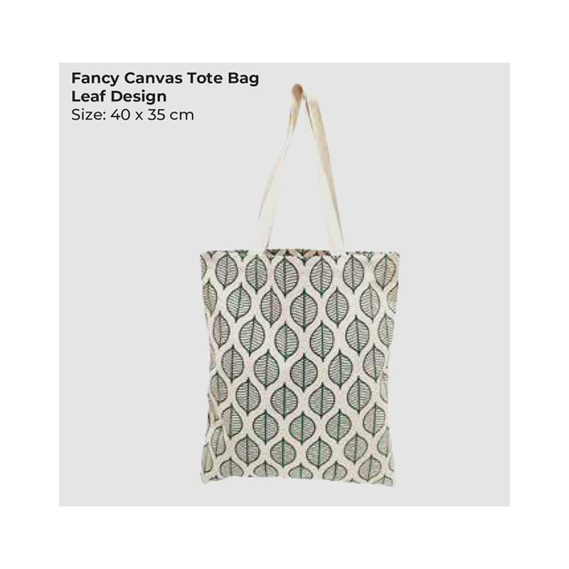 Fancy Canvas Tote Bag  Leaf Design With Logo